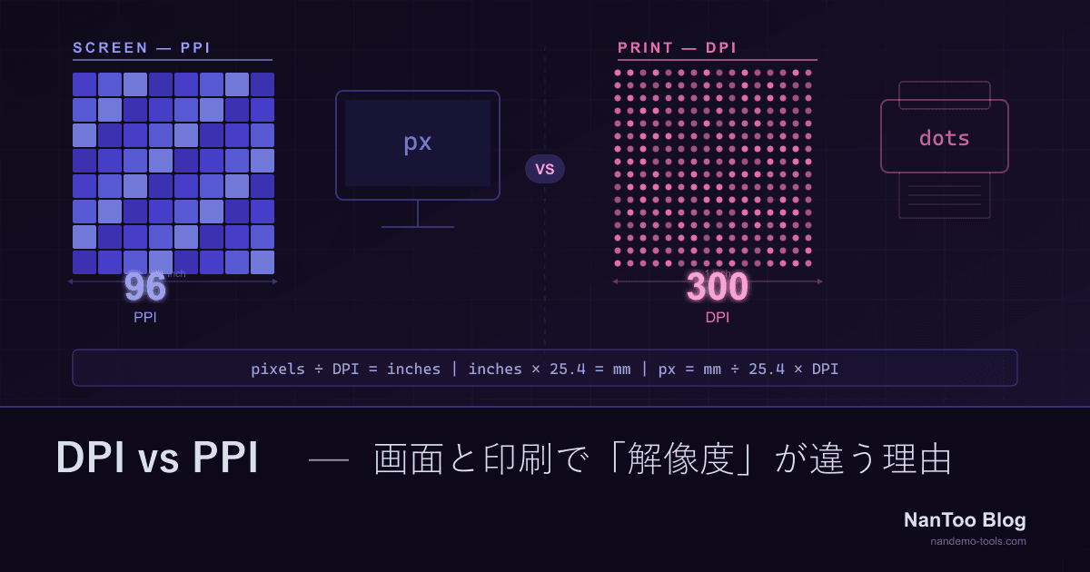 DPI vs PPI — 画面と印刷で「解像度」が違う理由